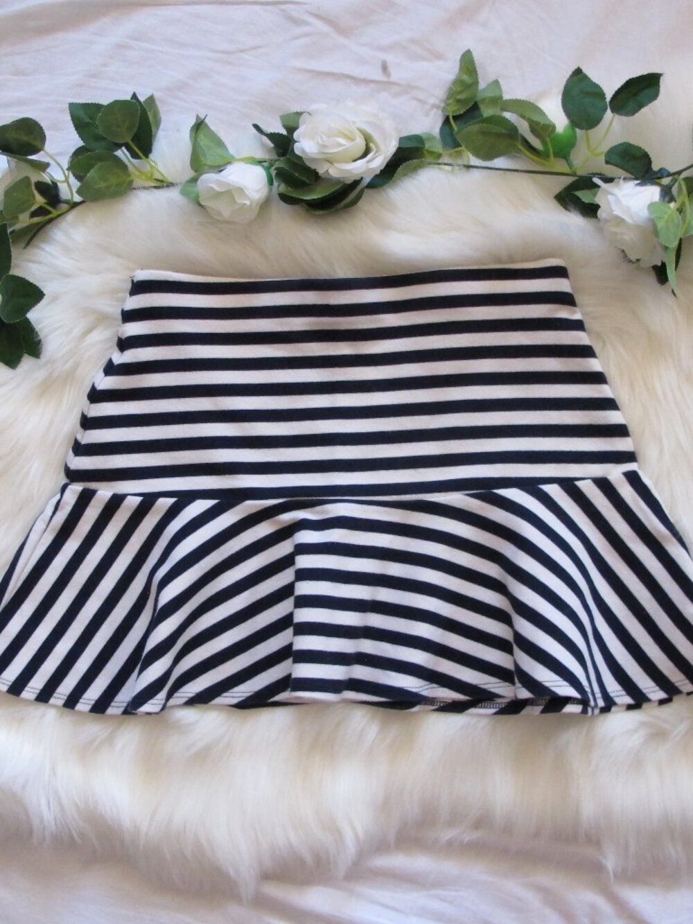 Y2K Low-Rise Nautical Striped Skater Skirt
